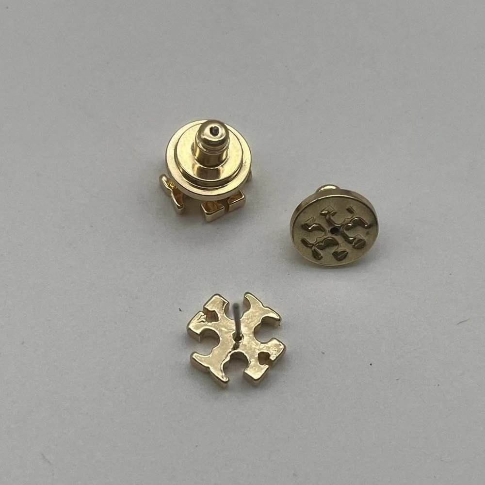 Tory Burch Classic Small Logo Stud Earrings with Gold Plating - Picture 6 of 8